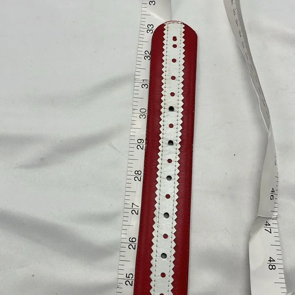 Red and White Leather ECHO Belt